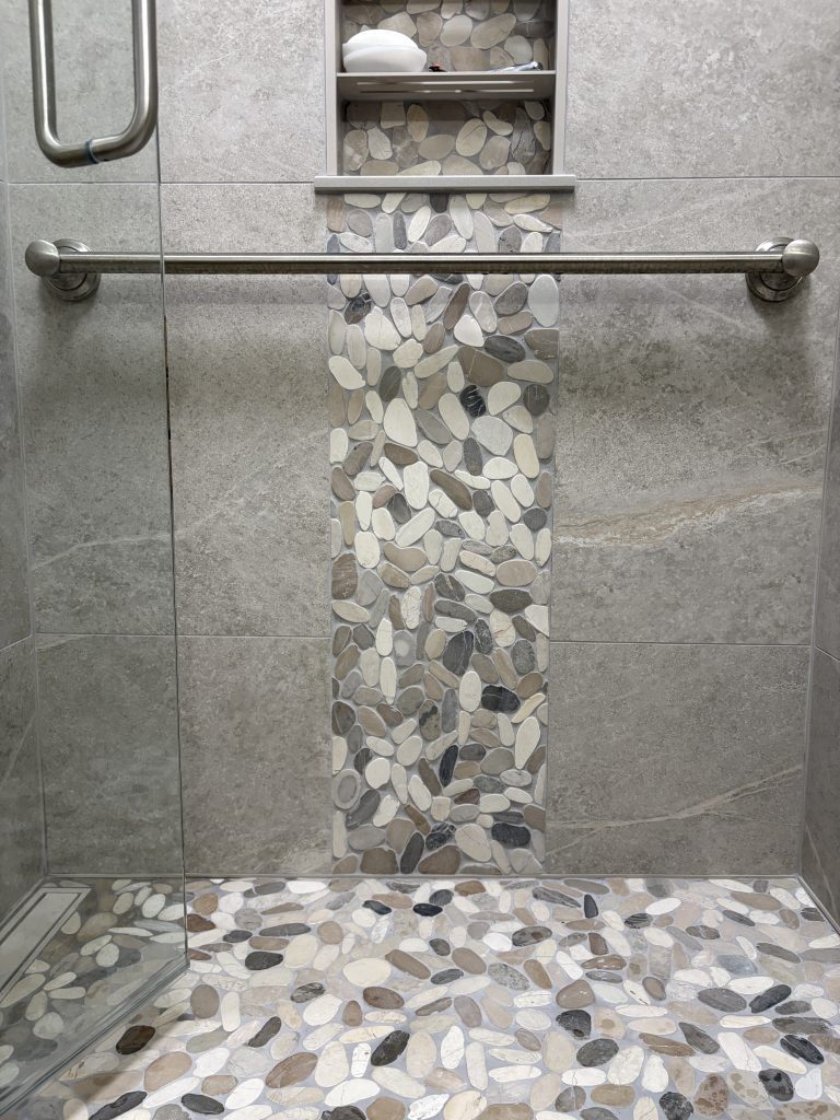 large format tile in custom shower northwest ohio