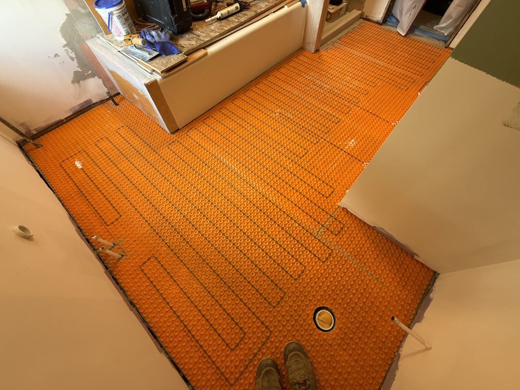 heated bathroom floor in bathroom renovation